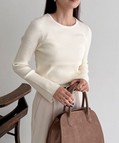 袖開叉羅紋針織套頭衫