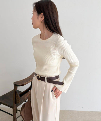 袖開叉羅紋針織套頭衫