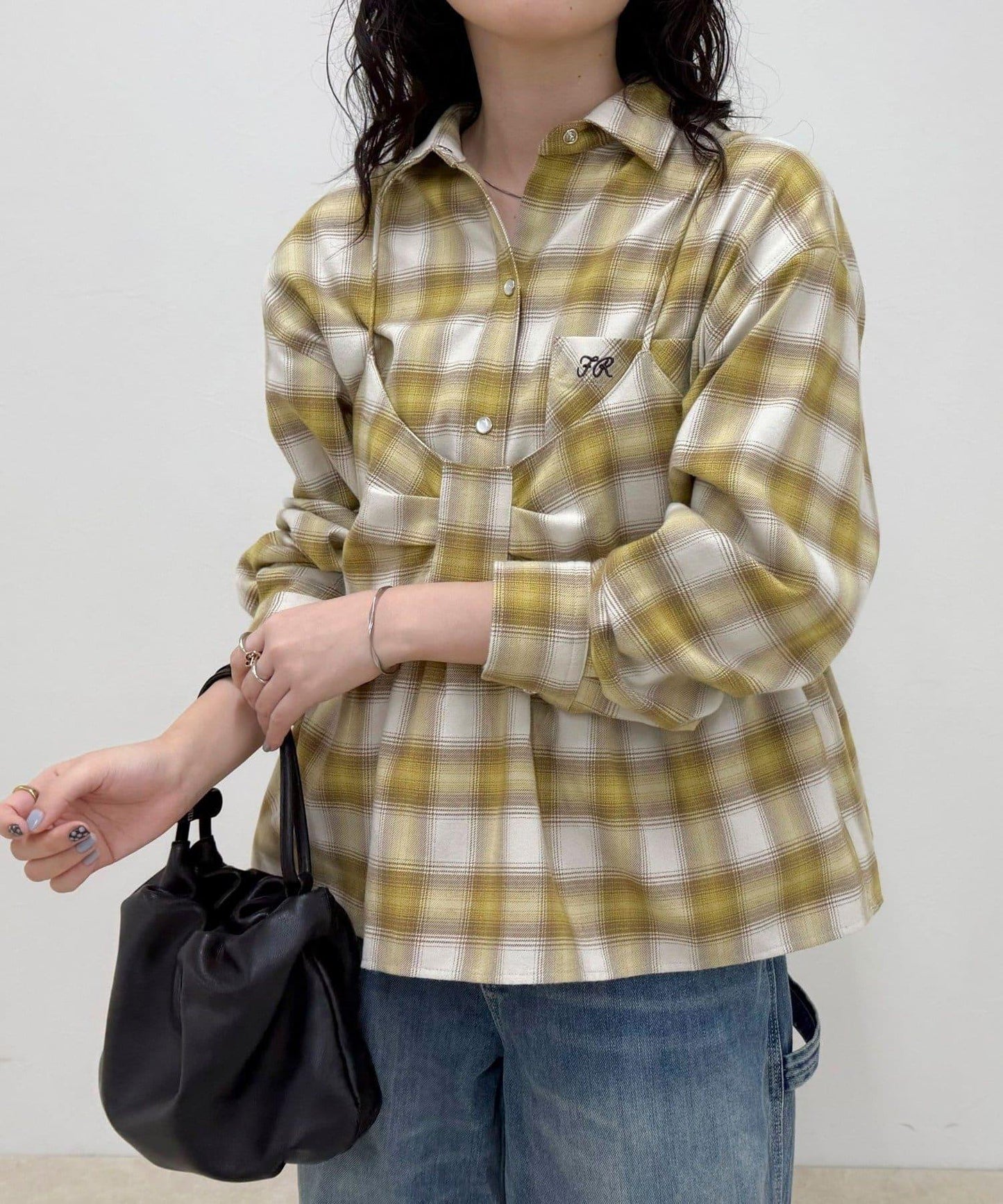 漸變格紋襯衫夾克