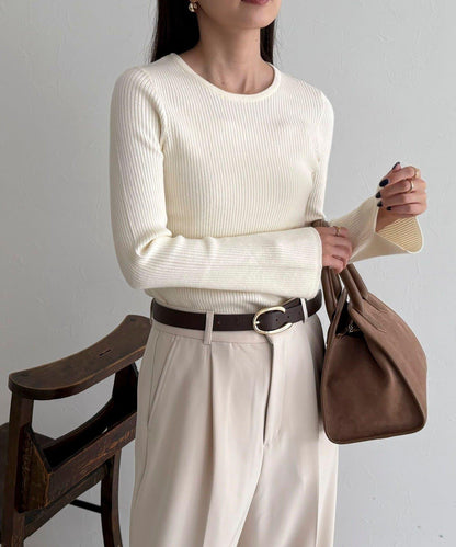 袖開叉羅紋針織套頭衫