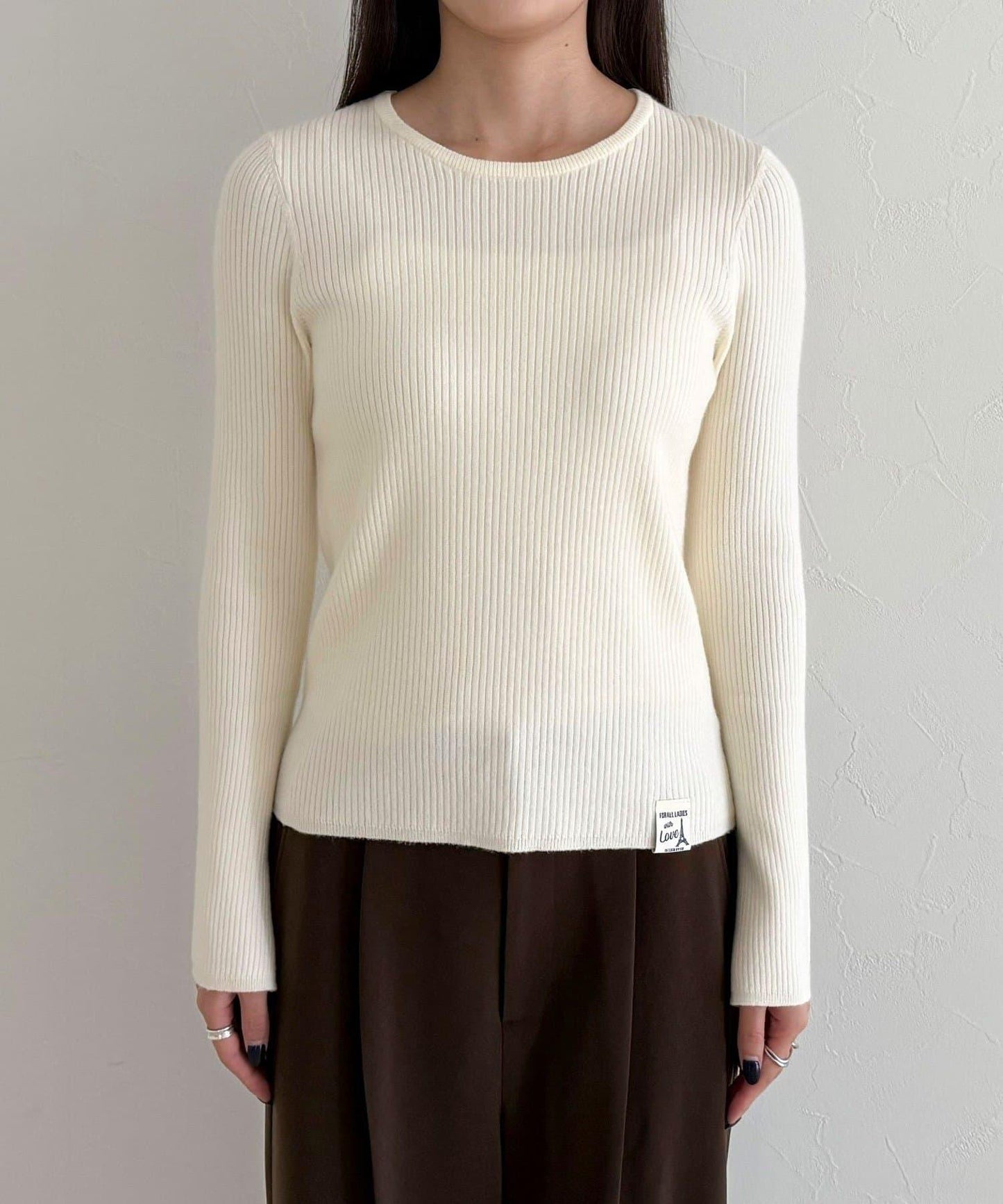 袖開叉羅紋針織套頭衫