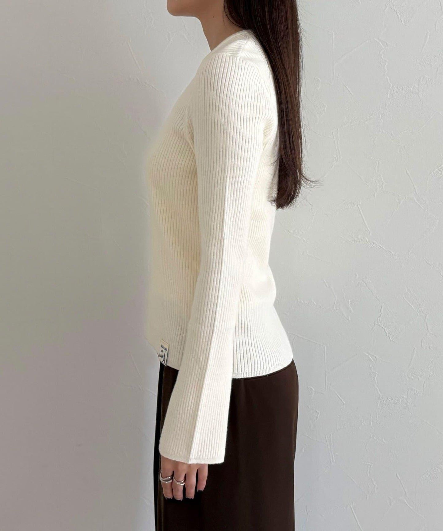 袖開叉羅紋針織套頭衫