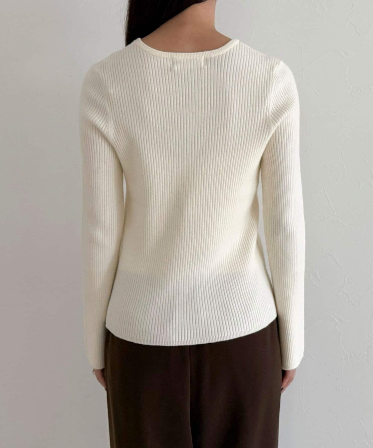 袖開叉羅紋針織套頭衫