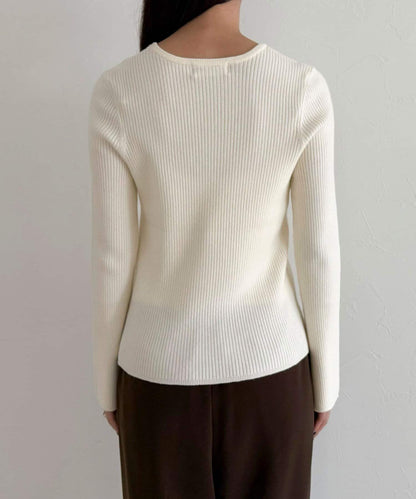 袖開叉羅紋針織套頭衫