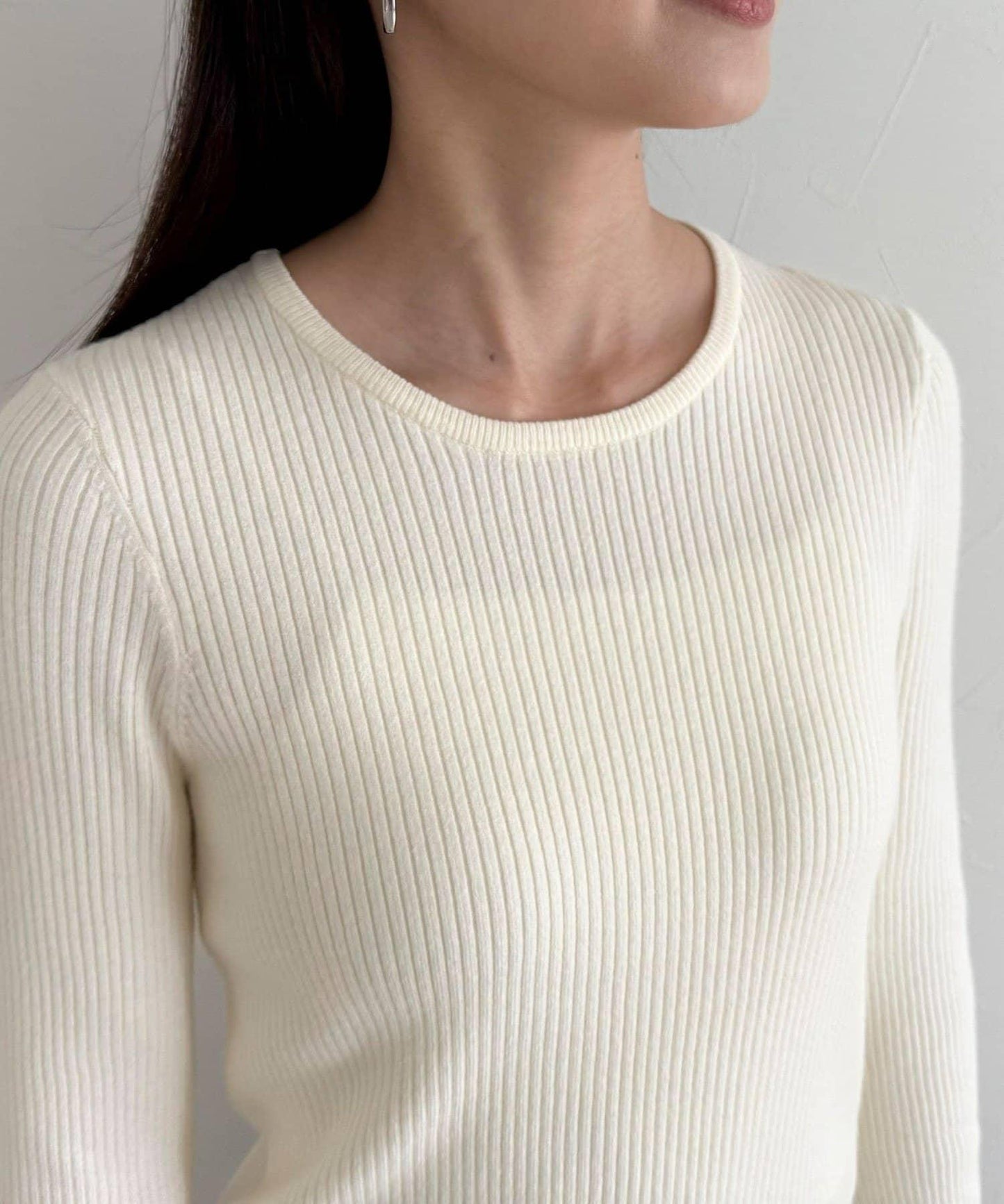 袖開叉羅紋針織套頭衫