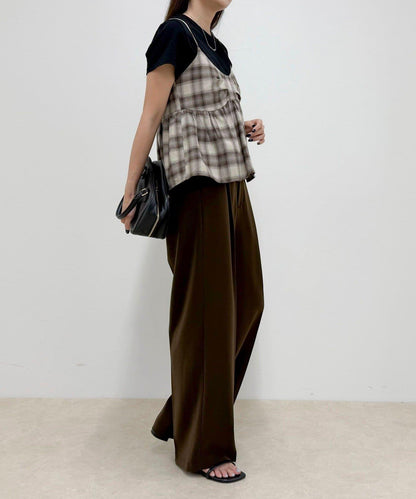 漸變格紋吊帶背心