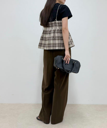 漸變格紋吊帶背心