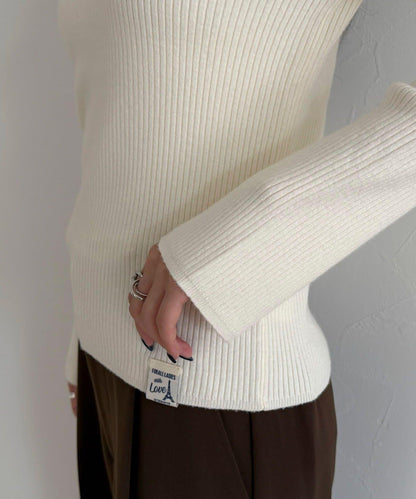 袖開叉羅紋針織套頭衫