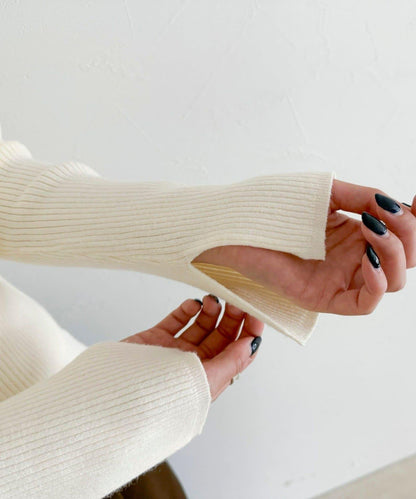 袖開叉羅紋針織套頭衫