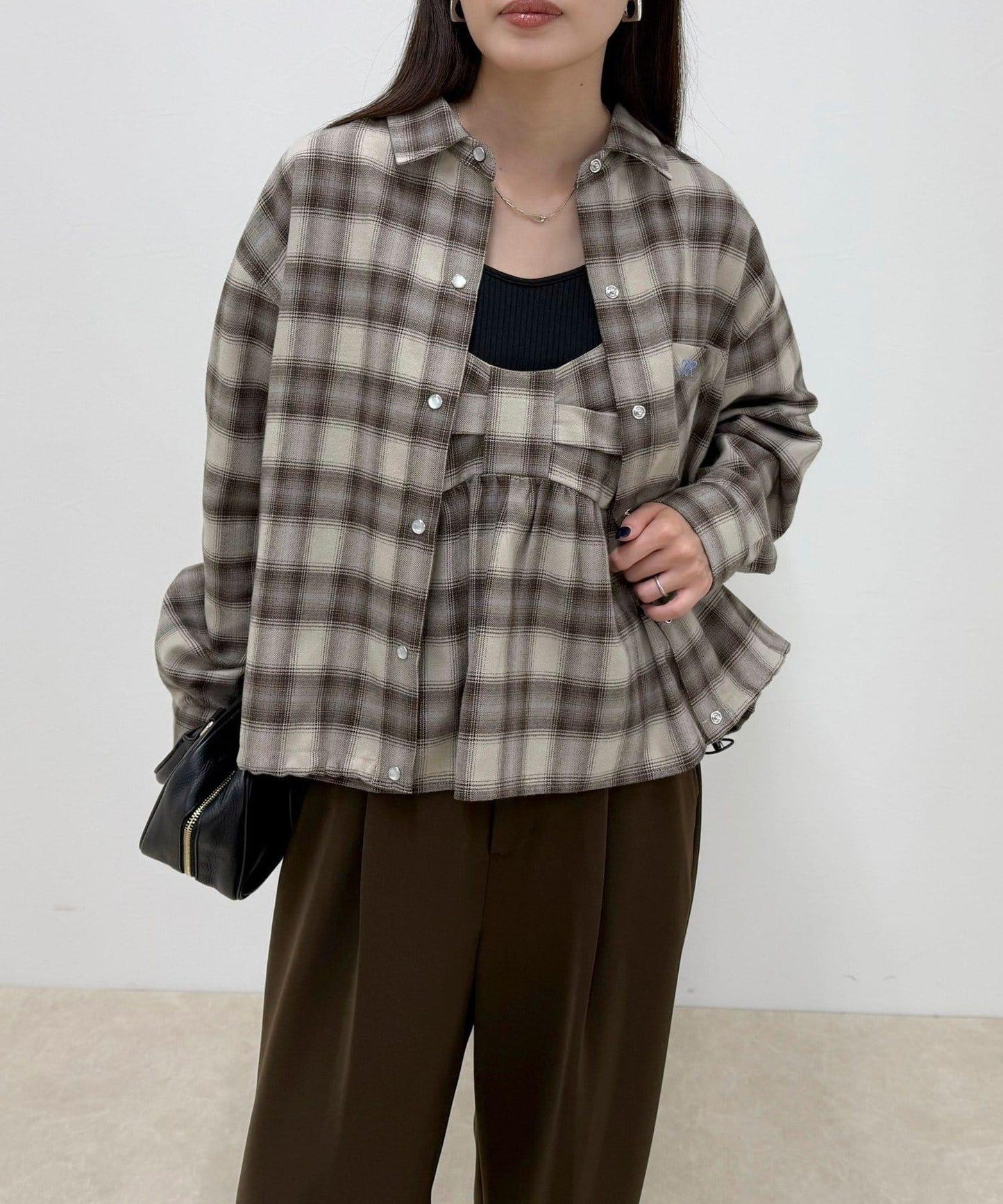 漸變格紋吊帶背心