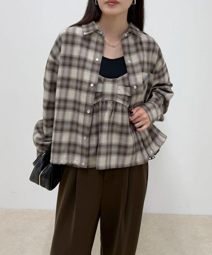 漸變格紋吊帶背心