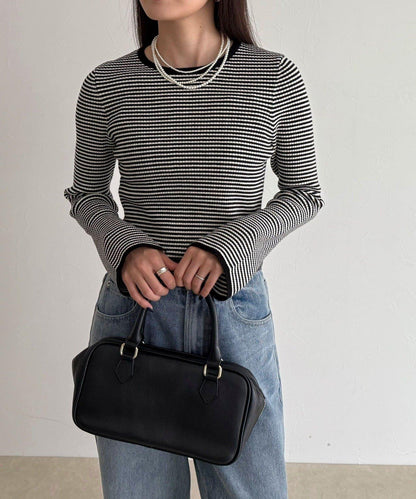 袖開叉羅紋針織套頭衫