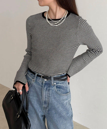 袖開叉羅紋針織套頭衫