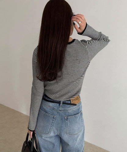 袖開叉羅紋針織套頭衫