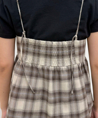 漸變格紋吊帶背心