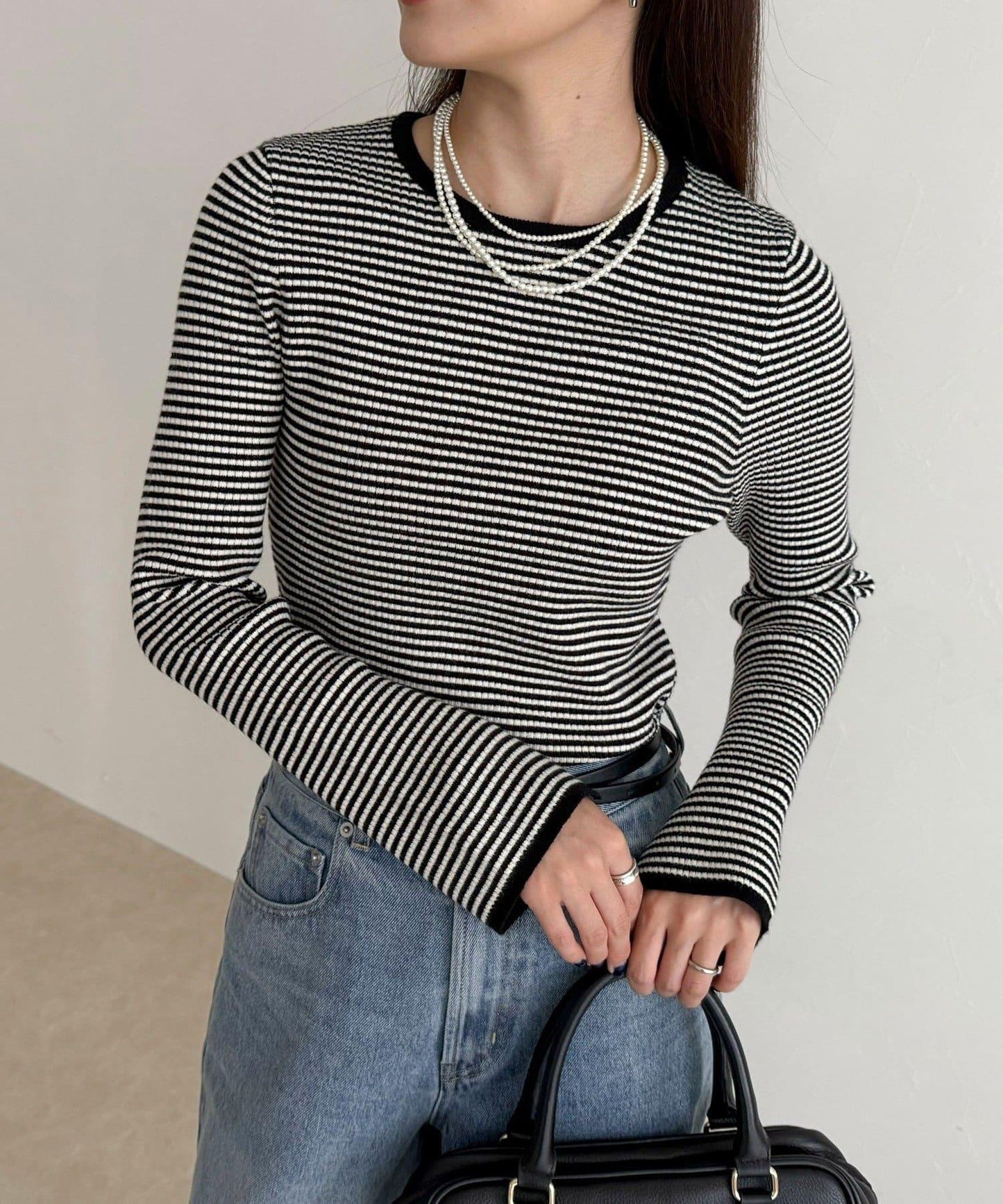 袖開叉羅紋針織套頭衫