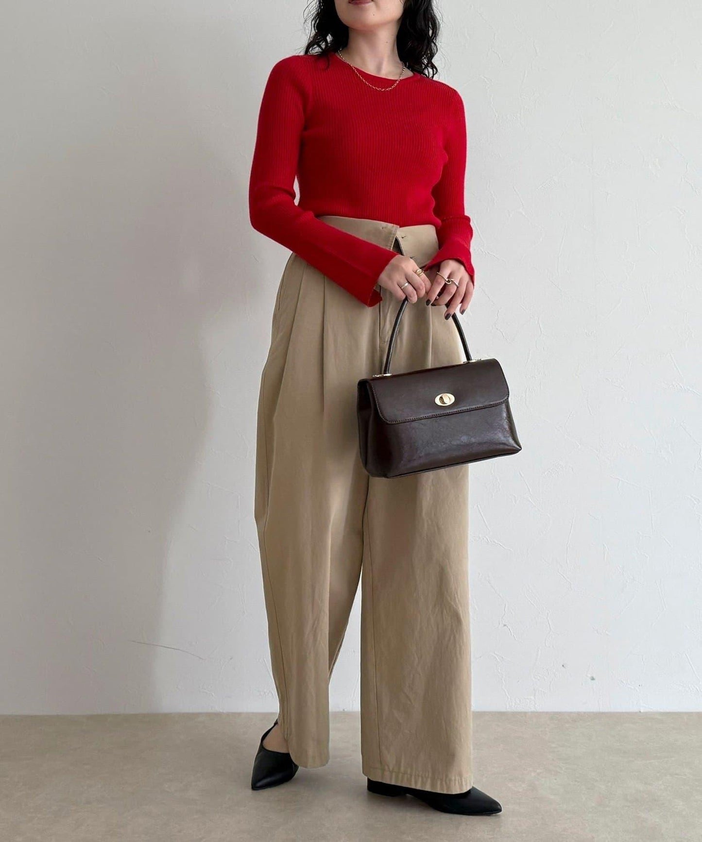 袖開叉羅紋針織套頭衫