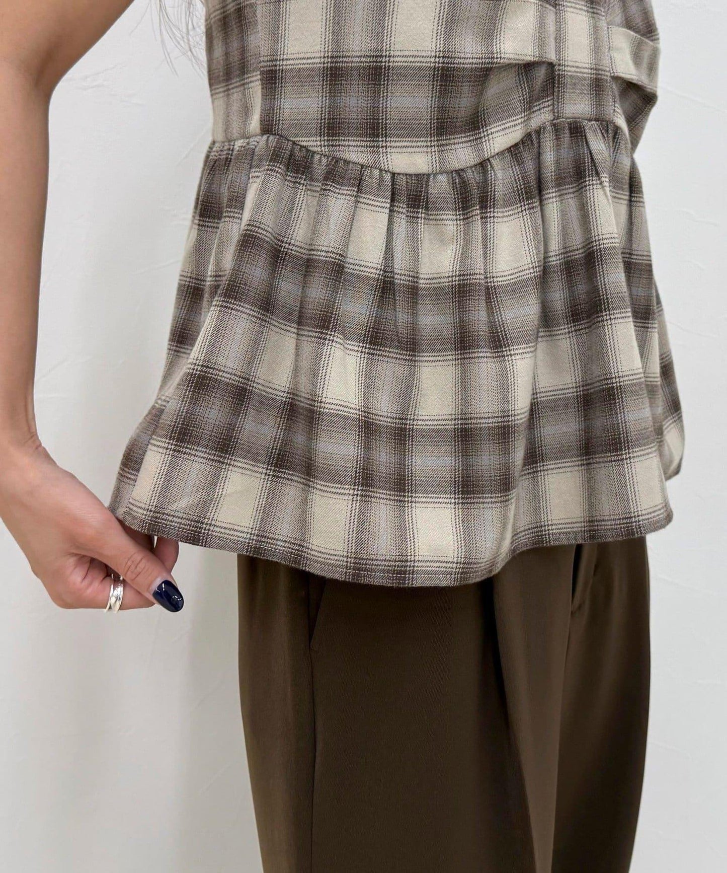 漸變格紋吊帶背心