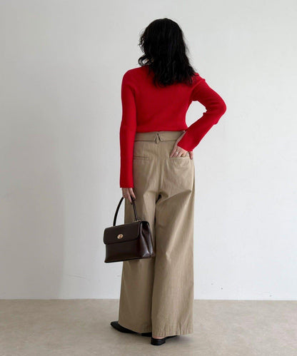 袖開叉羅紋針織套頭衫