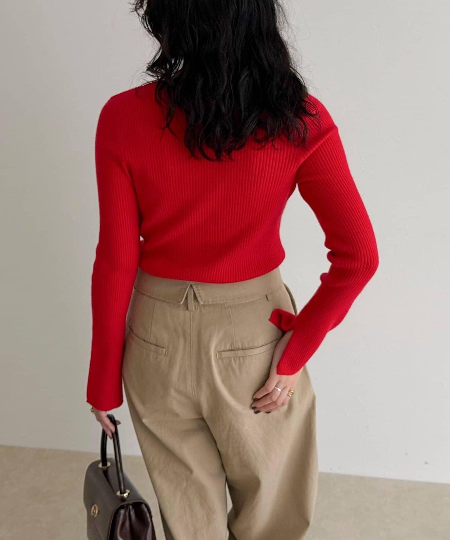 袖開叉羅紋針織套頭衫