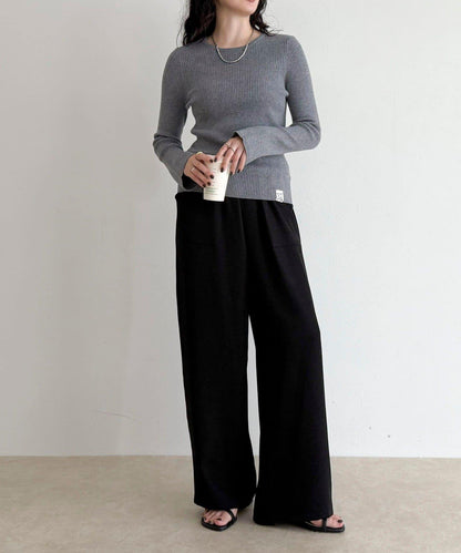 袖開叉羅紋針織套頭衫