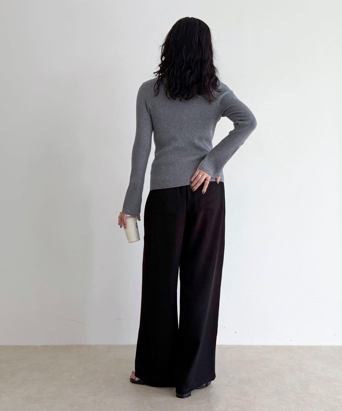 袖開叉羅紋針織套頭衫