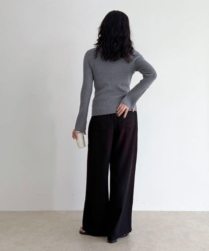 袖開叉羅紋針織套頭衫