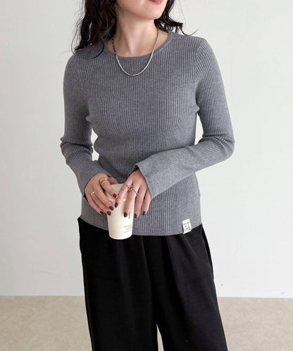 袖開叉羅紋針織套頭衫