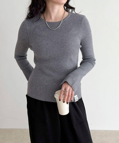 袖開叉羅紋針織套頭衫