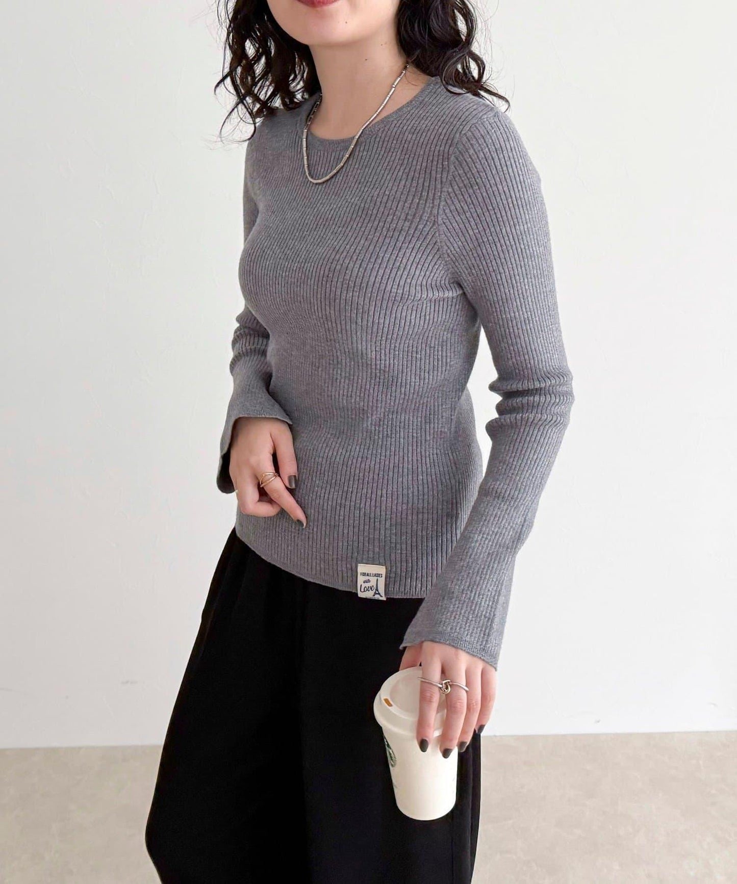 袖開叉羅紋針織套頭衫