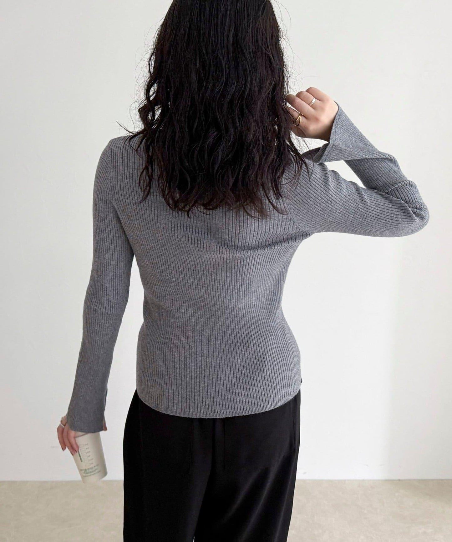 袖開叉羅紋針織套頭衫