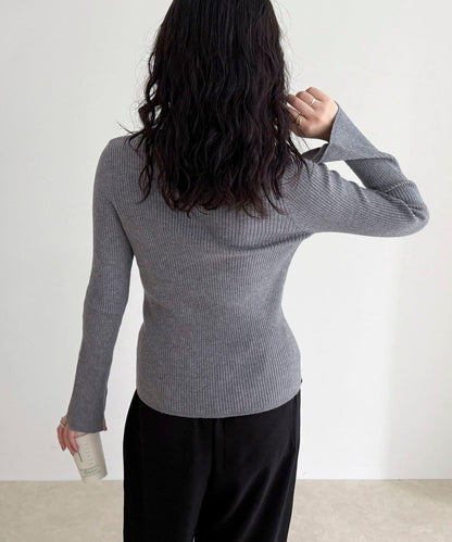 袖開叉羅紋針織套頭衫