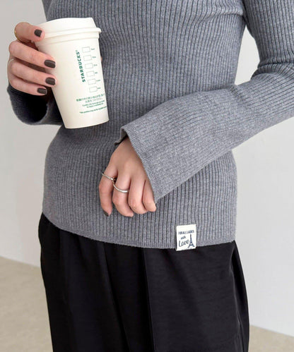 袖開叉羅紋針織套頭衫