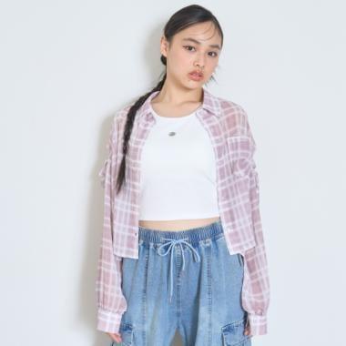 帶內搭透視格紋襯衫