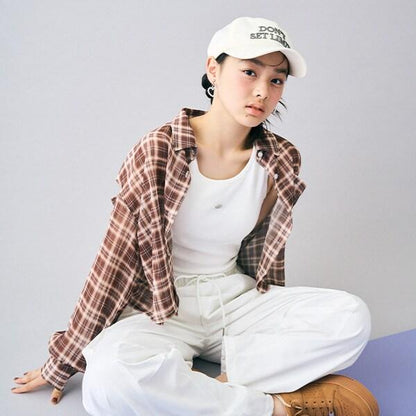 帶內搭透視格紋襯衫