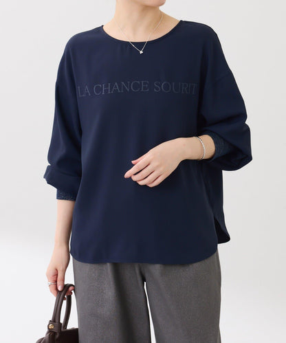 【前後兩穿】2WAY字母袖金銀絲羅紋長袖T恤/襯衫/禮服