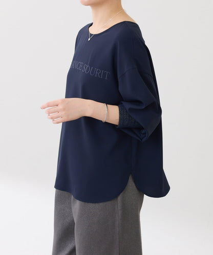 【前後兩穿】2WAY字母袖金銀絲羅紋長袖T恤/襯衫/禮服