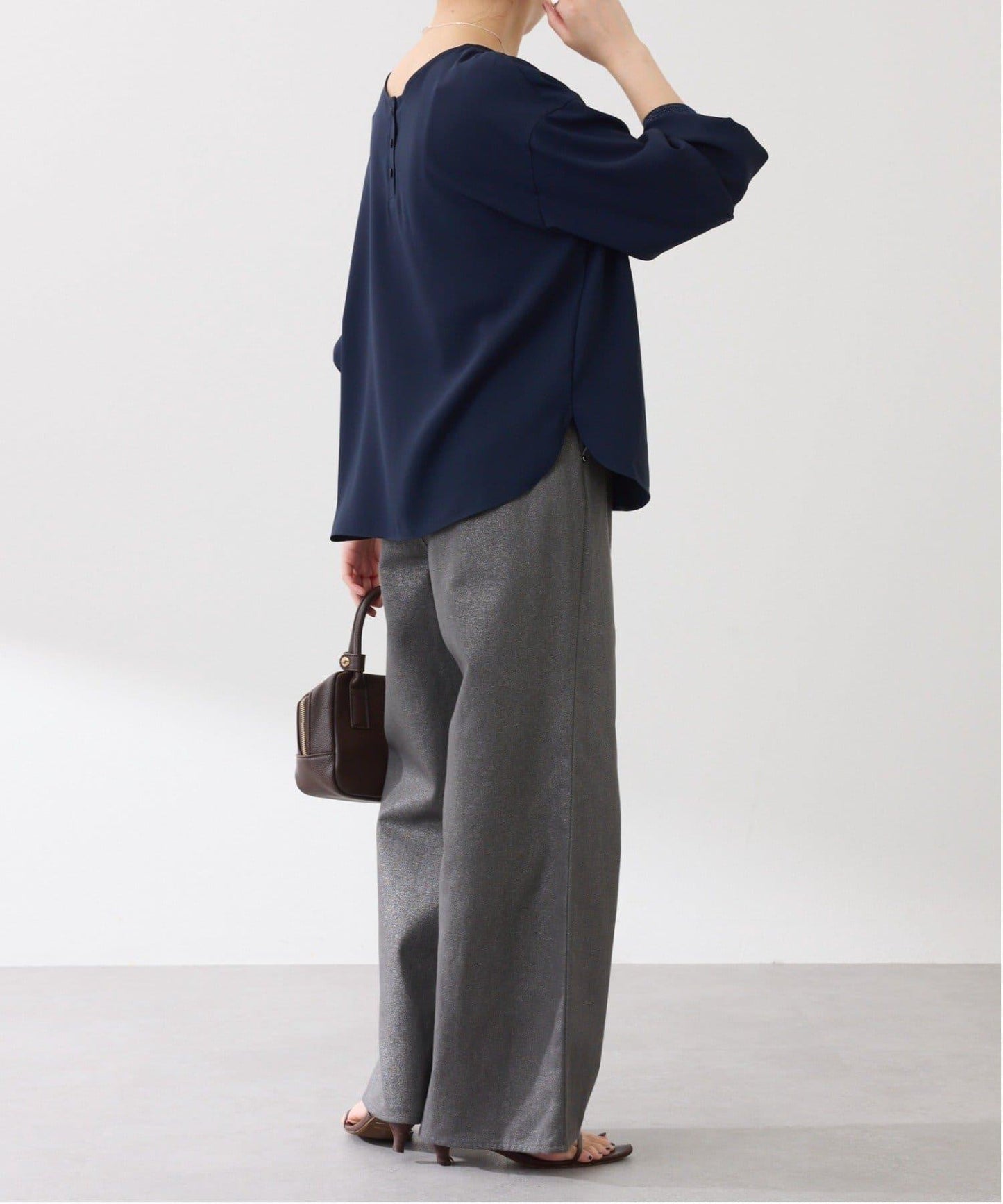 【前後兩穿】2WAY字母袖金銀絲羅紋長袖T恤/襯衫/禮服