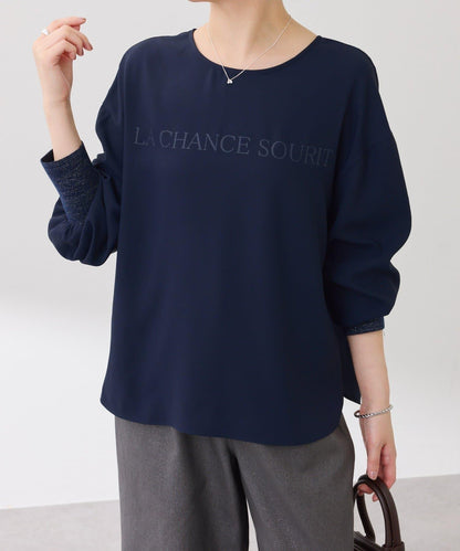 【前後兩穿】2WAY字母袖金銀絲羅紋長袖T恤/襯衫/禮服