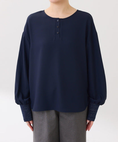 【前後兩穿】2WAY字母袖金銀絲羅紋長袖T恤/襯衫/禮服