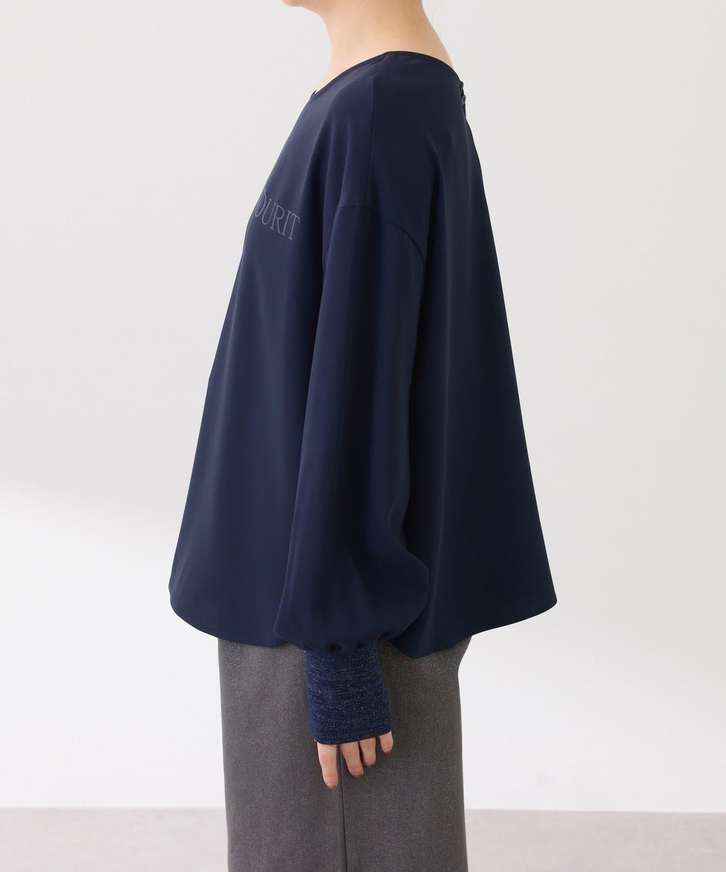 【前後兩穿】2WAY字母袖金銀絲羅紋長袖T恤/襯衫/禮服