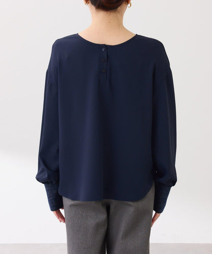 【前後兩穿】2WAY字母袖金銀絲羅紋長袖T恤/襯衫/禮服