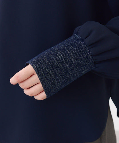 【前後兩穿】2WAY字母袖金銀絲羅紋長袖T恤/襯衫/禮服