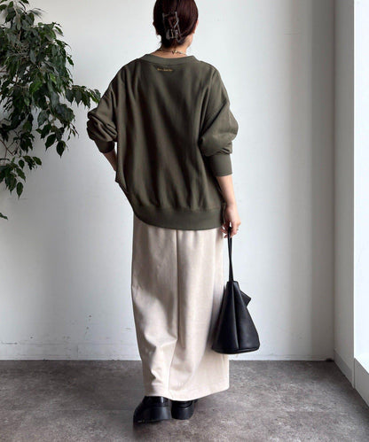 仿麂皮前開叉修身半身裙