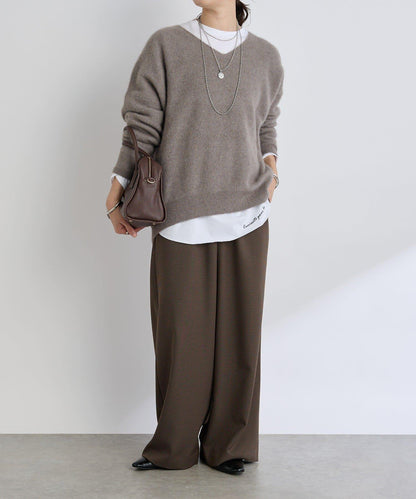 【輕盈感廓形】毛絨羊毛單面羅紋V領針織衫/預計10月上旬發貨