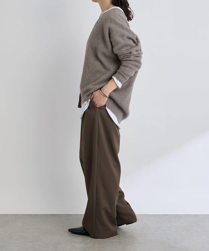 【輕盈感廓形】毛絨羊毛單面羅紋V領針織衫/預計10月上旬發貨