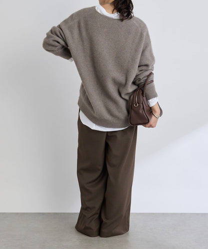 【輕盈感廓形】毛絨羊毛單面羅紋V領針織衫/預計10月上旬發貨