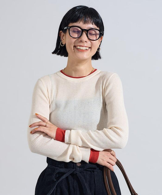 可水洗拼色疊穿針織衫