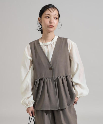 【3件套單品～トリオット系列～】荷葉邊下襬馬甲三件套