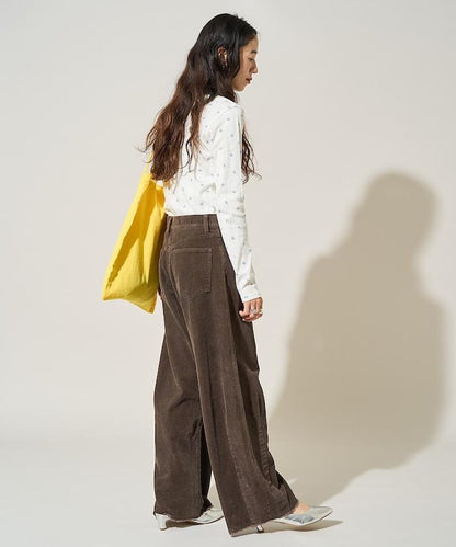 蝴蝶結圖案針織亨利領長袖T恤